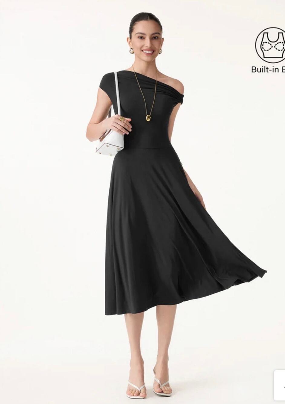 Brand New OGL Women's Size Small Black Cold Shoulder Midi Dress